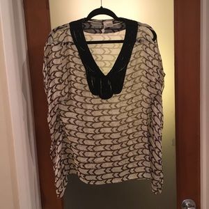 **SALE** Sheer Brown Tan Black Blouse